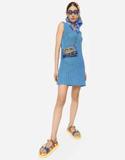 Short sleeveless crochet dress