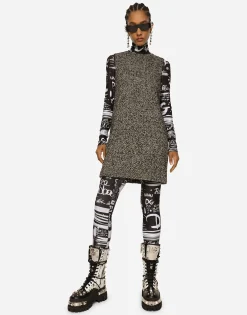 Short speckled tweed A-line dress
