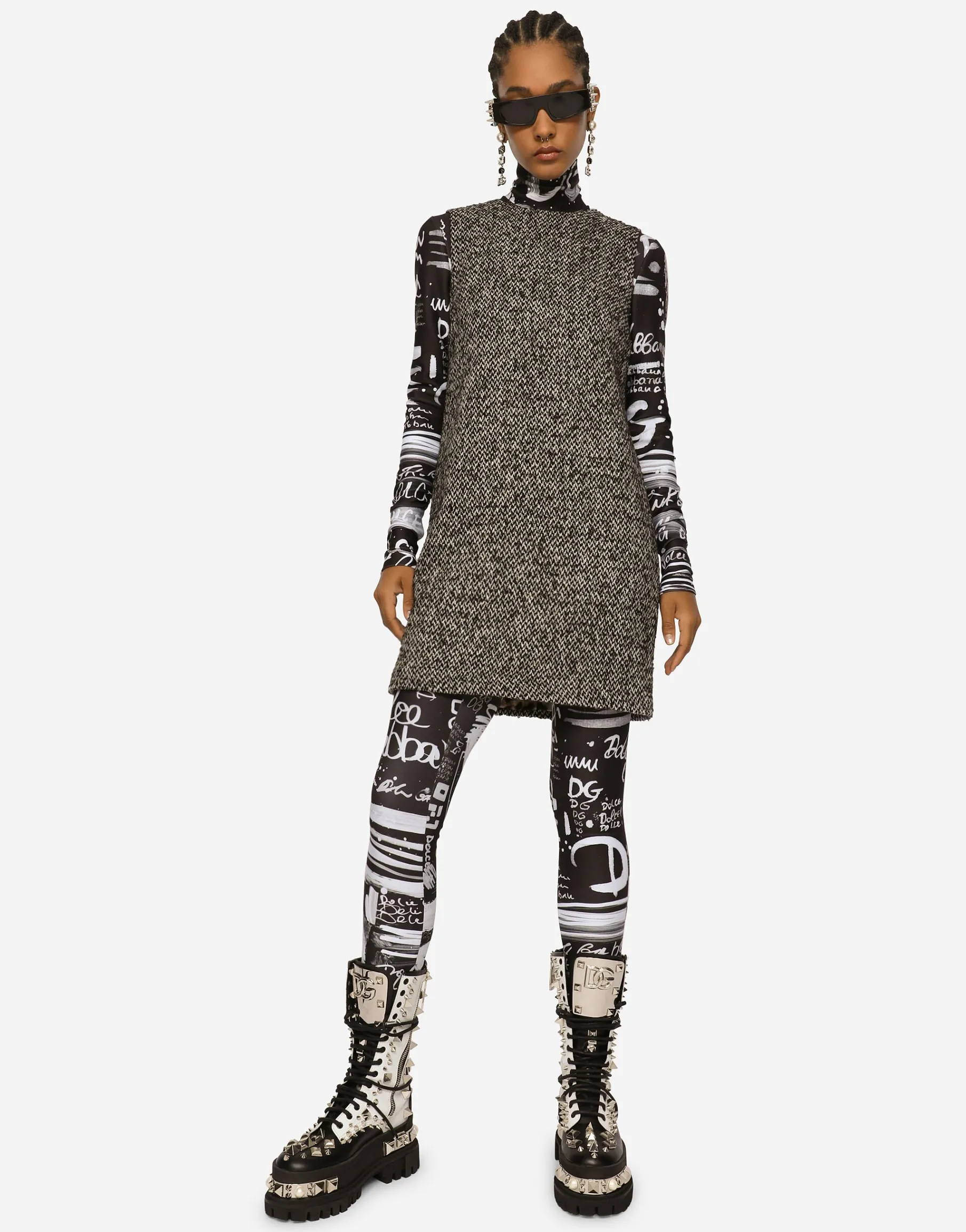 Short speckled tweed A-line dress