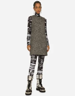 Short speckled tweed A-line dress