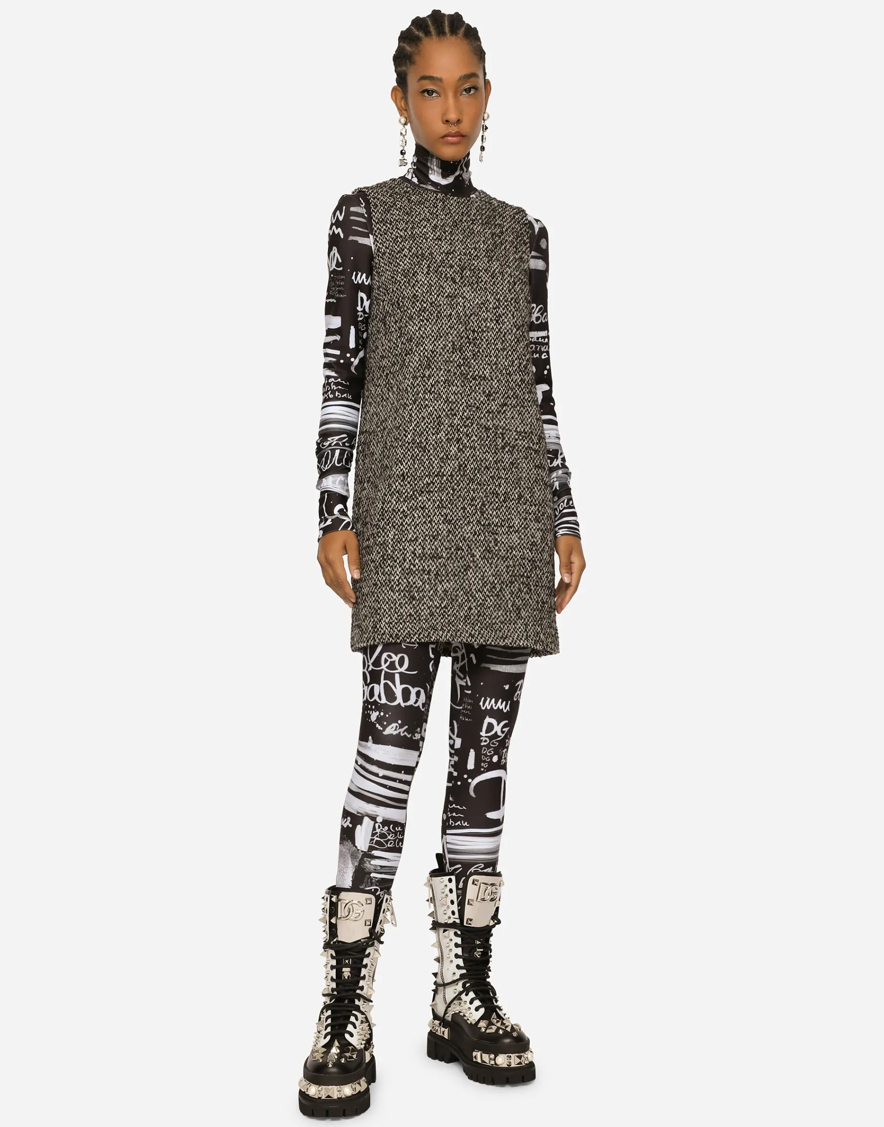 Short speckled tweed A-line dress