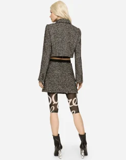 Short speckled tweed skirt