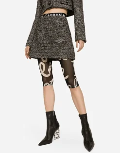 Short speckled tweed skirt