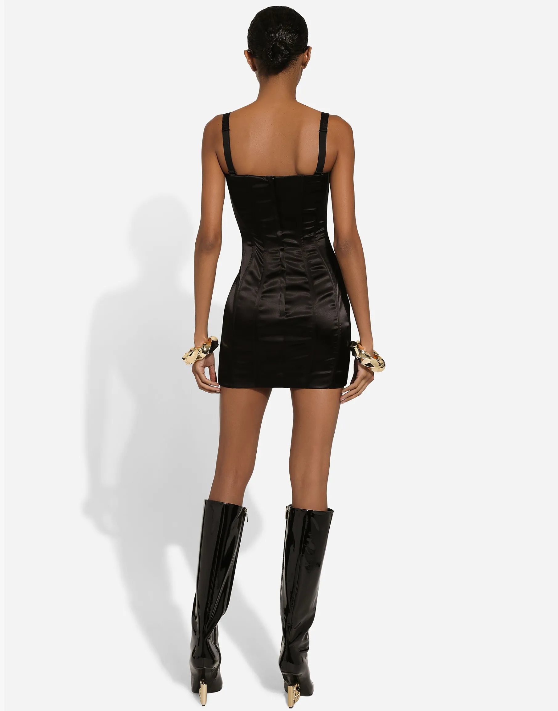 Short strapless satin dress