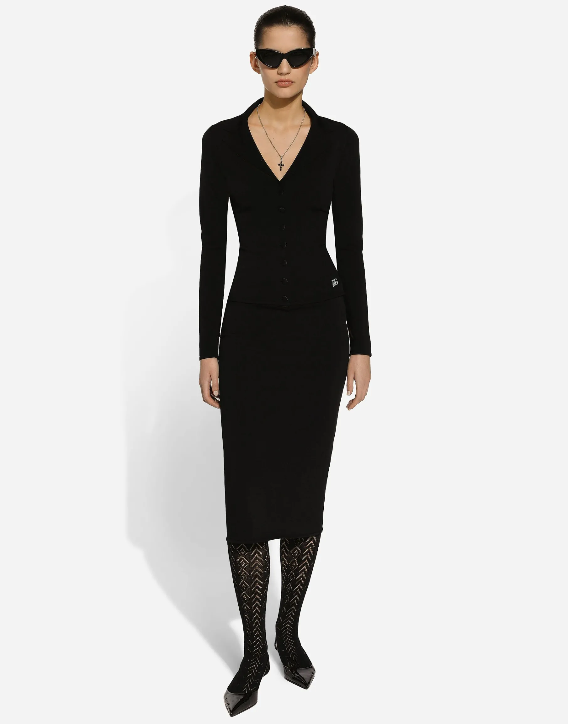 Short stretch viscose knit jacket with DG logo