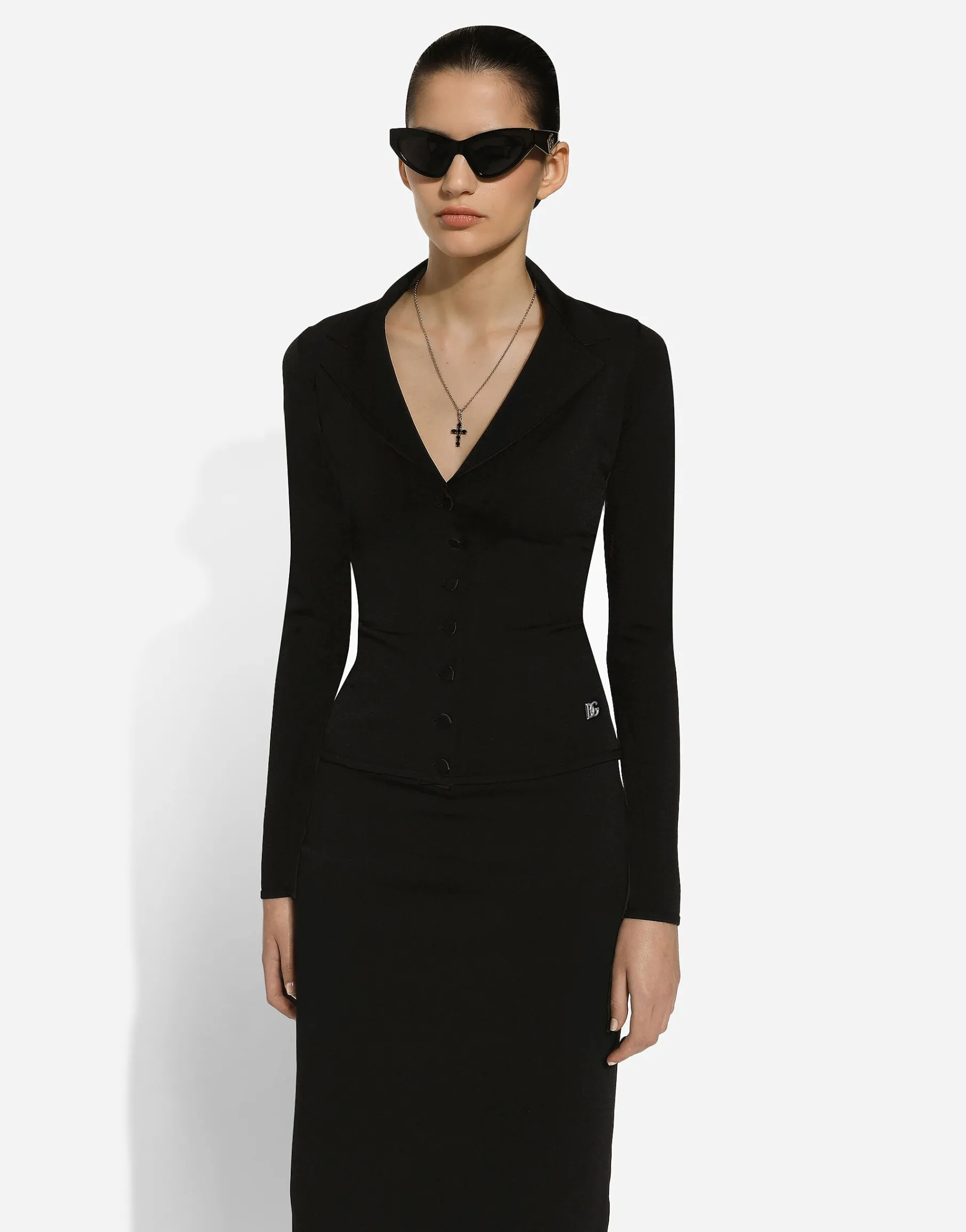 Short stretch viscose knit jacket with DG logo
