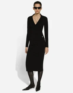 Short stretch viscose knit jacket with DG logo