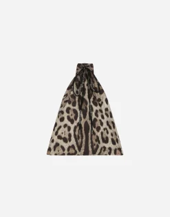Short swim trunks with leopard print