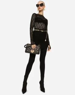 Short tulle dress with all-over DG logo