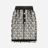 Short tulle skirt with pearl embellishment