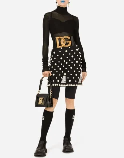 Short tulle skirt with pearl embellishment
