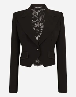 Short wool and cordonetto lace jacket