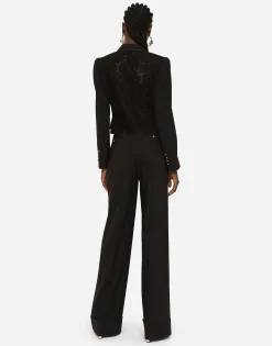 Short wool and cordonetto lace jacket
