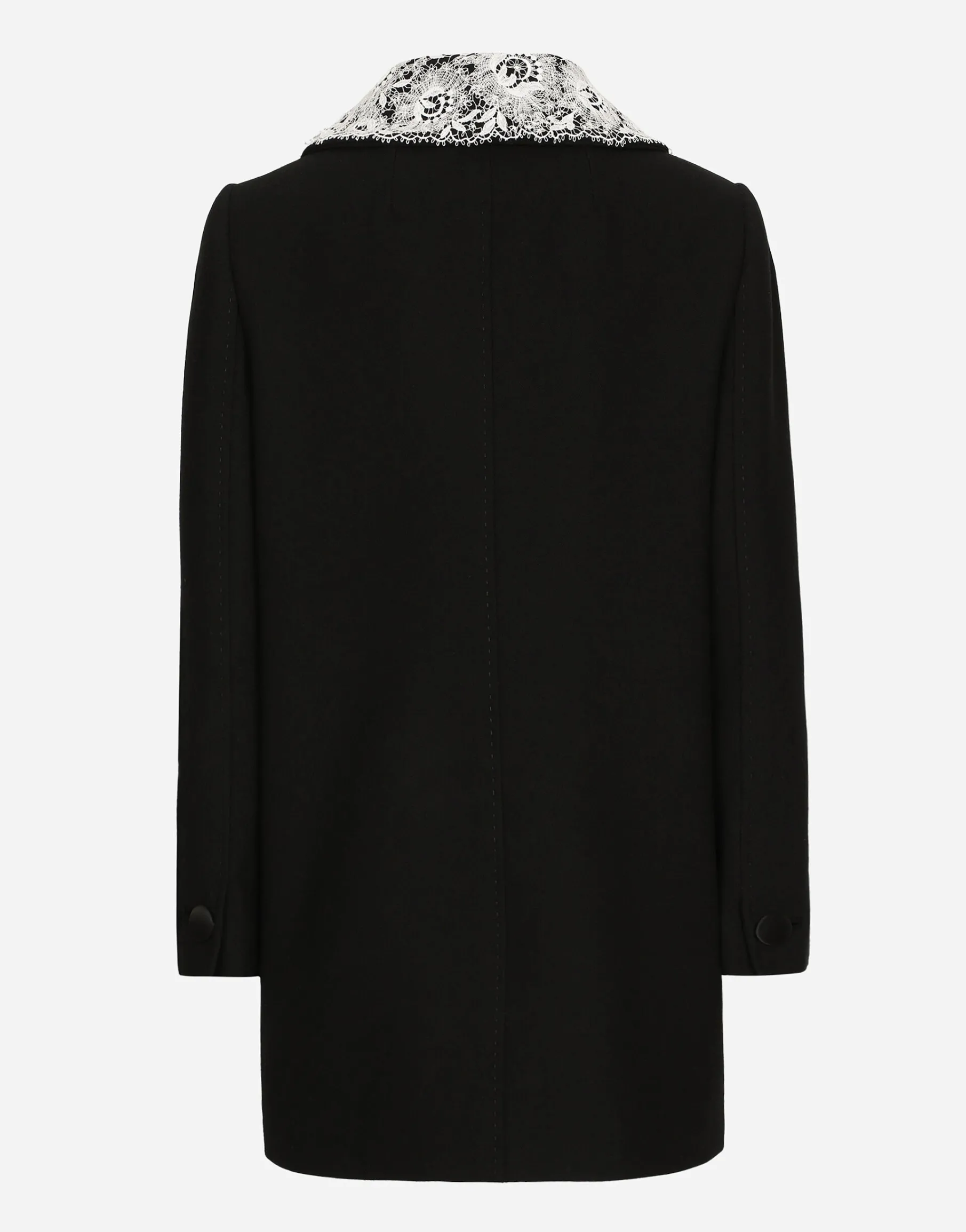 Short wool coat with lace details
