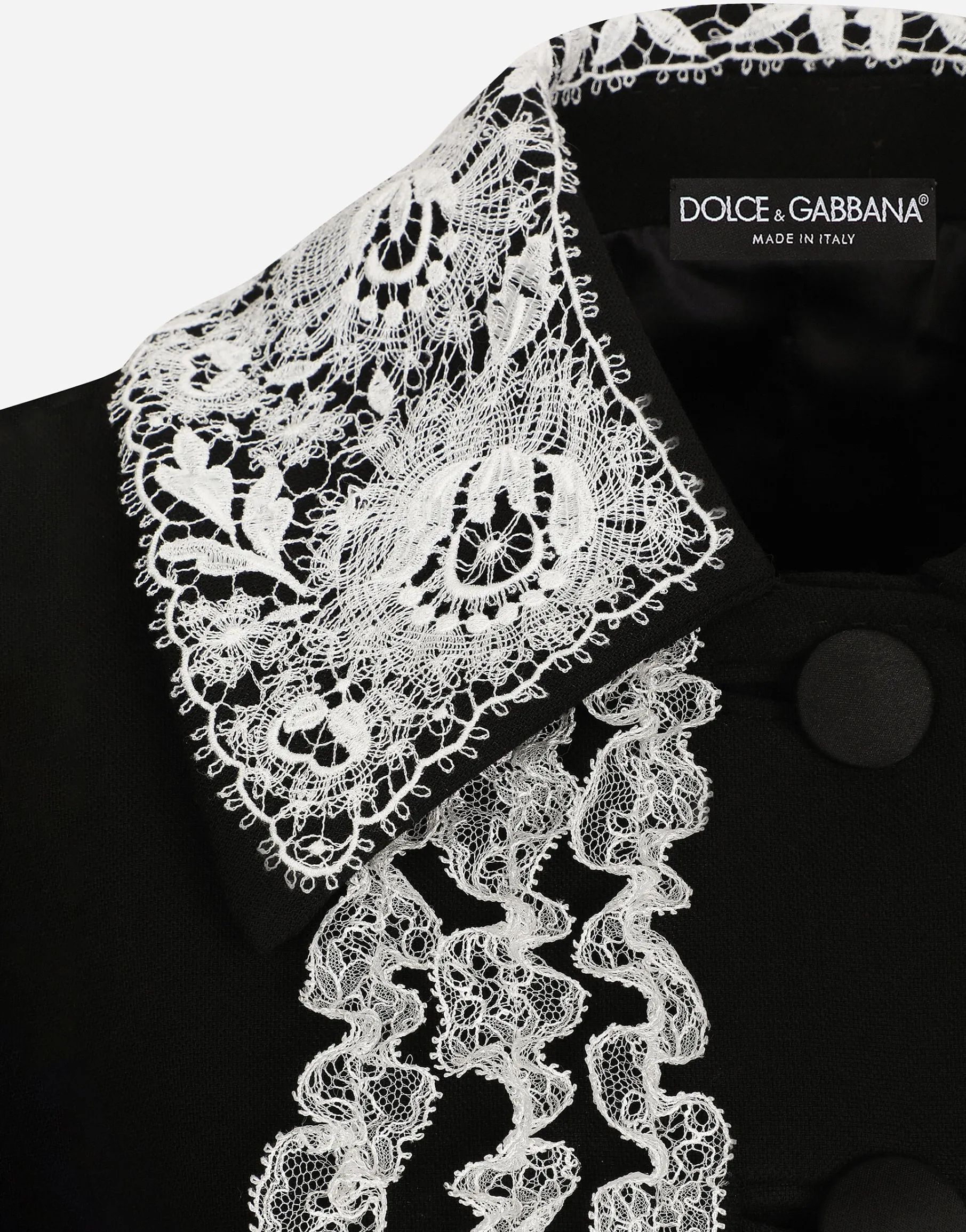 Short wool coat with lace details