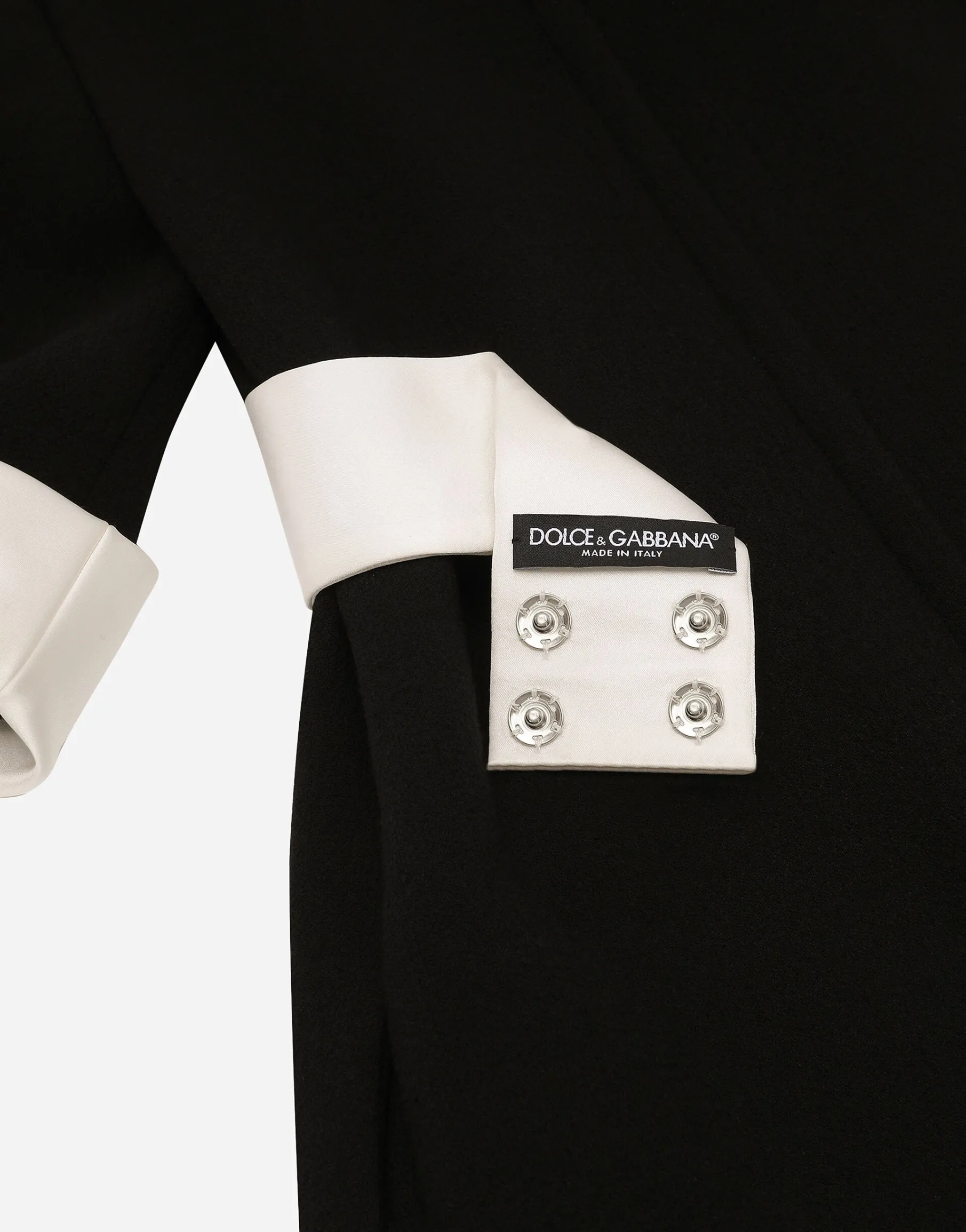 Short wool crepe dress with satin details