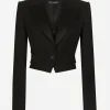 Short wool gabardine jacket with vest
