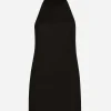 Short woolen dress with rear neckline