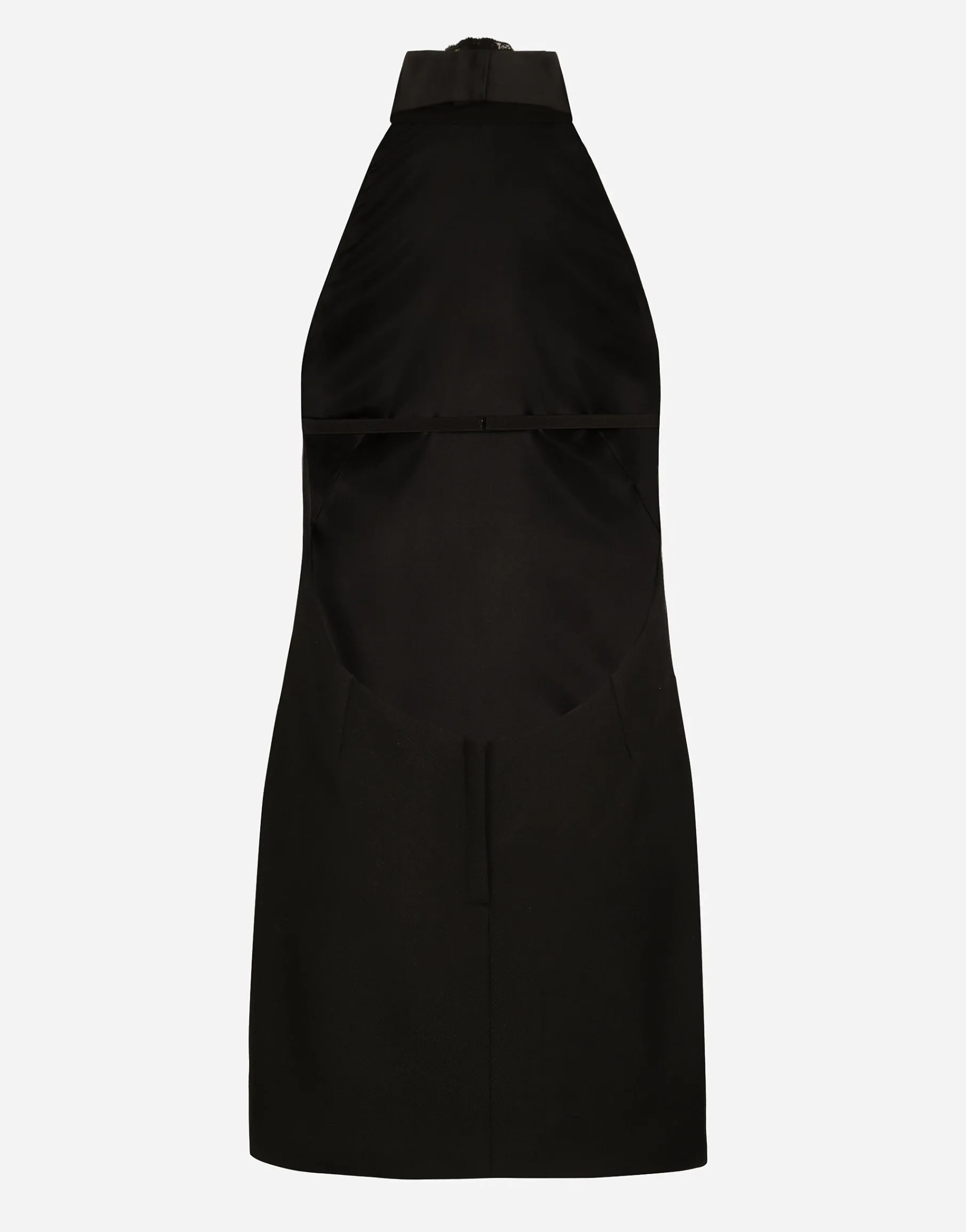 Short woolen dress with rear neckline