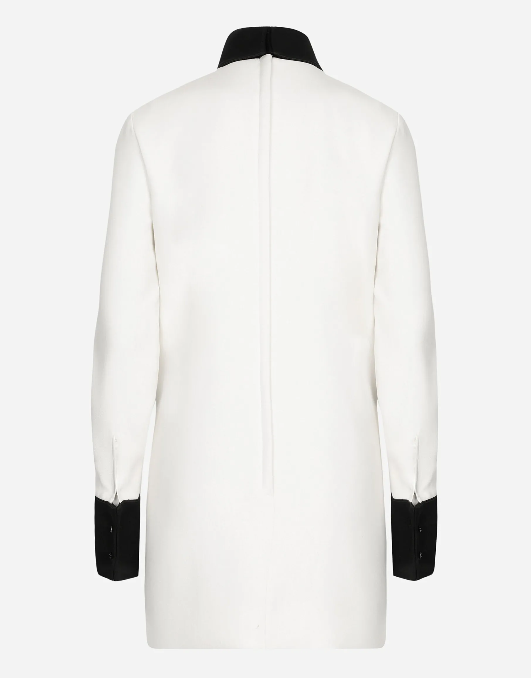Short woolen dress with satin details