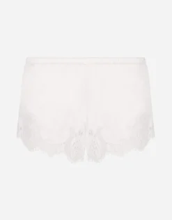 Shorts in satin with lace