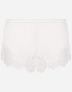 Shorts in satin with lace