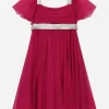 Short-sleeved chiffon dress