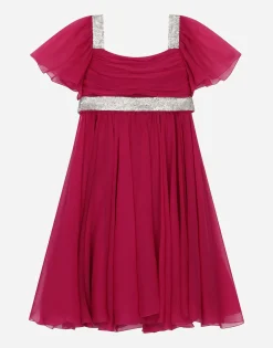 Short-sleeved chiffon dress