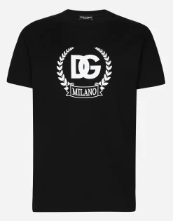 Short-sleeved cotton T-shirt with DG print