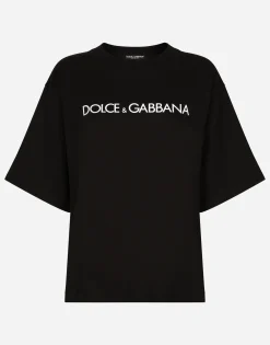 Short-sleeved cotton T-shirt with Dolce&Gabbana lettering