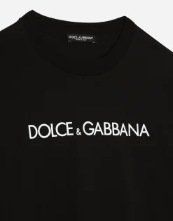 Short-sleeved cotton T-shirt with Dolce&Gabbana lettering