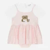 Short-sleeved dress with all-over logo-print