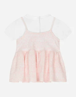 Short-sleeved dress with all-over logo-print