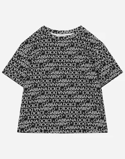 Short-sleeved jersey T-shirt with the all-over logo-print