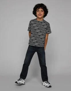 Short-sleeved jersey T-shirt with the all-over logo-print