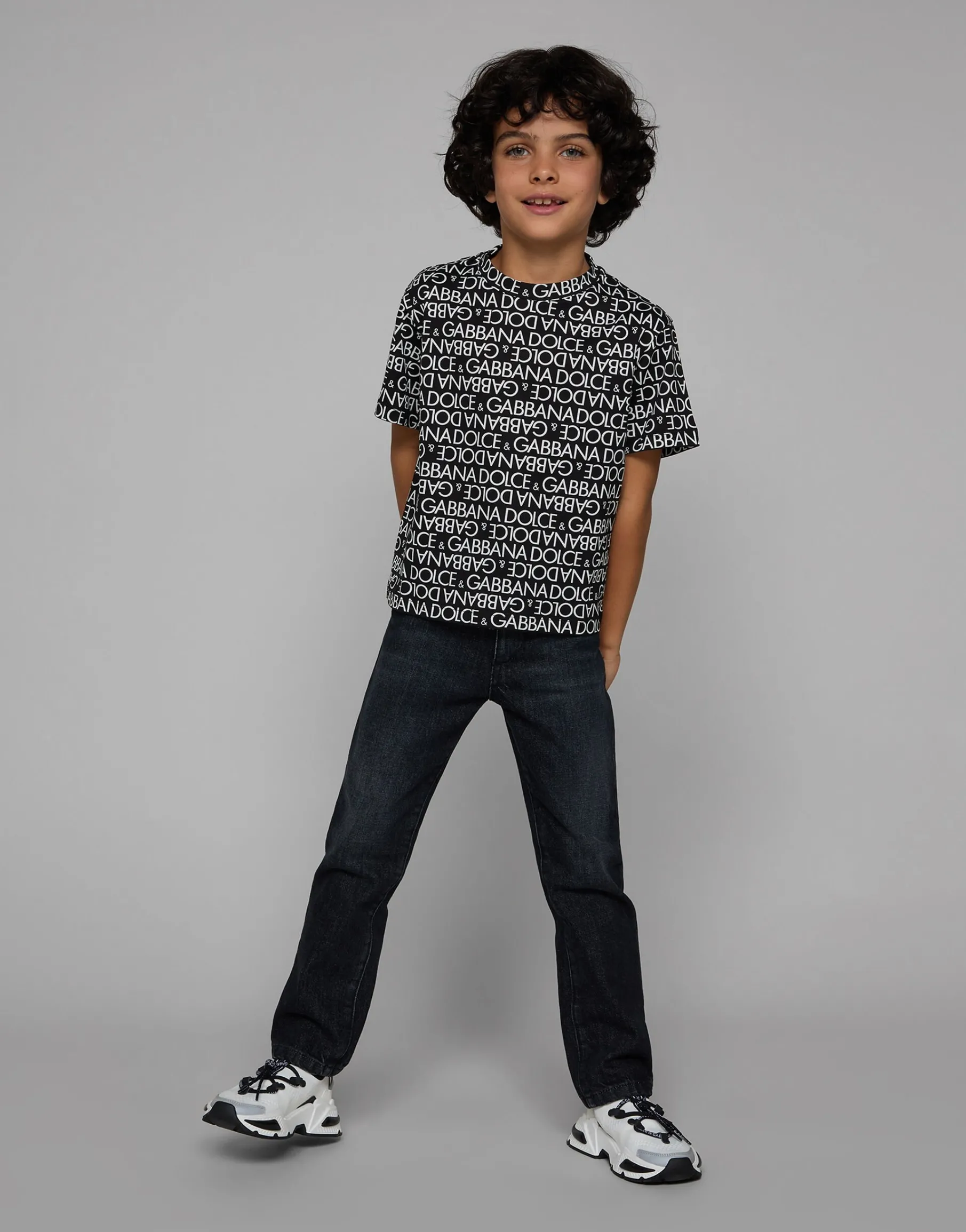 Short-sleeved jersey T-shirt with the all-over logo-print