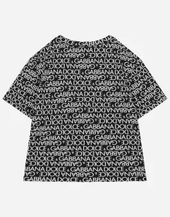 Short-sleeved jersey T-shirt with the all-over logo-print