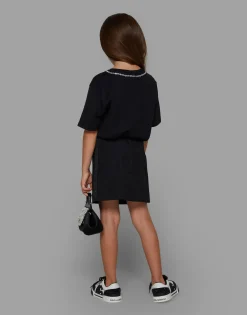 Short-sleeved jersey T-shirt with rhinestones