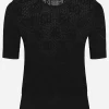 Short-sleeved lace-stitch sweater with DG logo