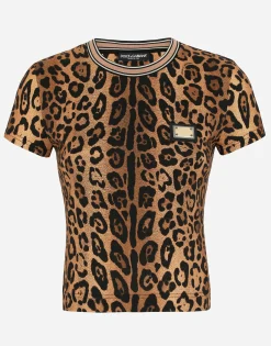Short-sleeved leopard-print Crespo T-shirt
