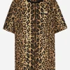 Short-sleeved leopard-print jersey T-shirt