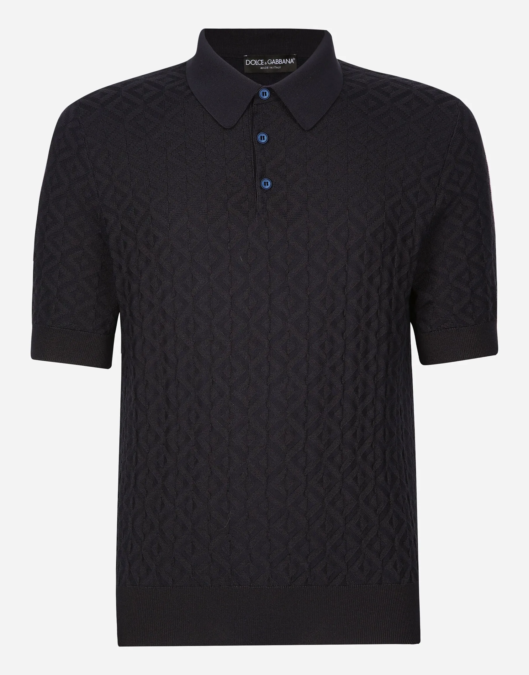 Short-sleeved silk polo-shirt