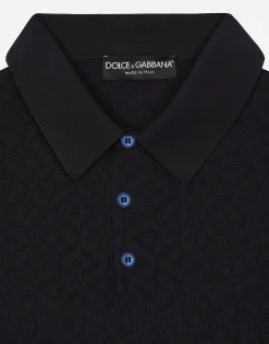 Short-sleeved silk polo-shirt