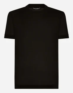 Short-sleeved silk T-shirt