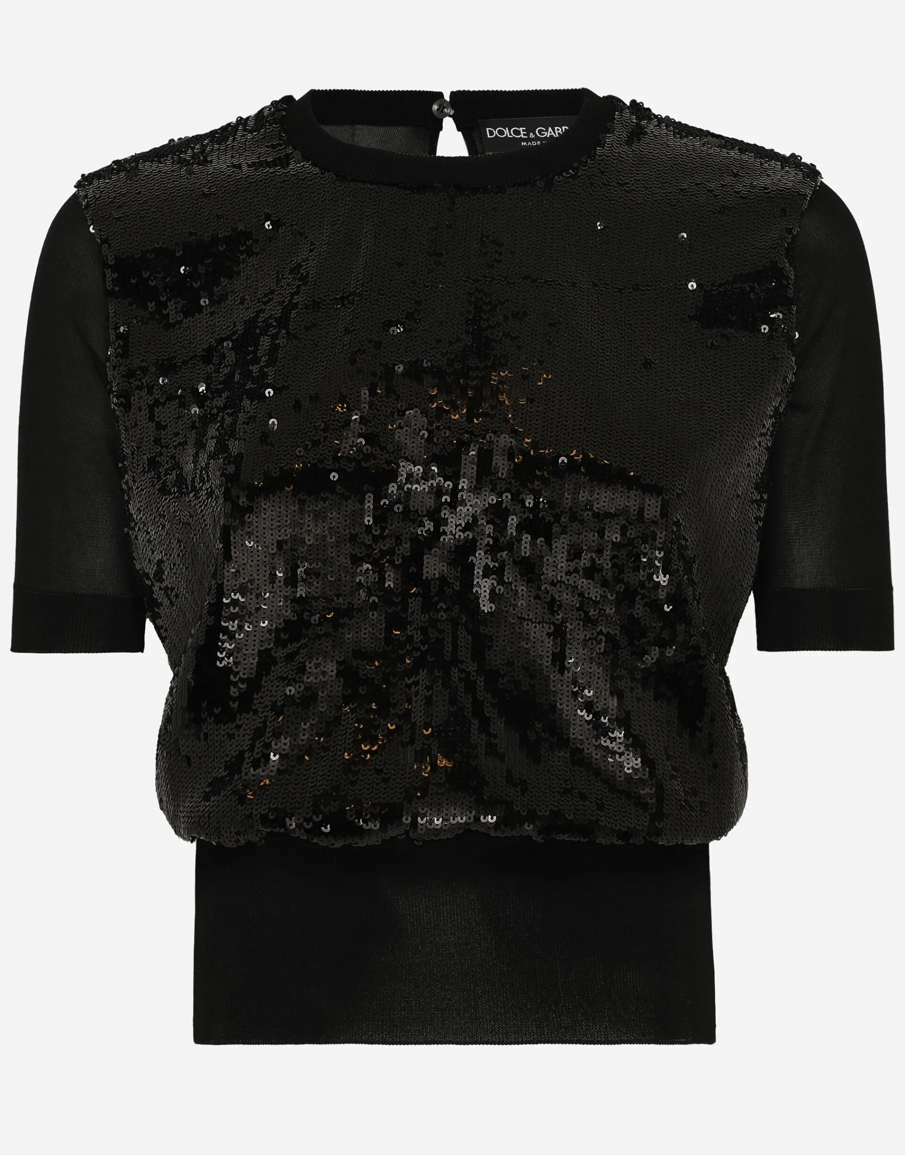 Short-sleeved top with sequin embellishment