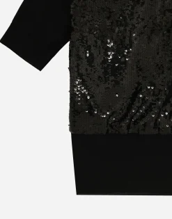 Short-sleeved top with sequin embellishment