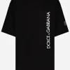 Short-sleeved T-shirt with vertical logo print