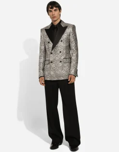 Sicilia double-breasted lamé jacquard tuxedo jacket