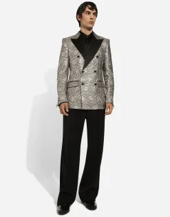 Sicilia double-breasted lamé jacquard tuxedo jacket