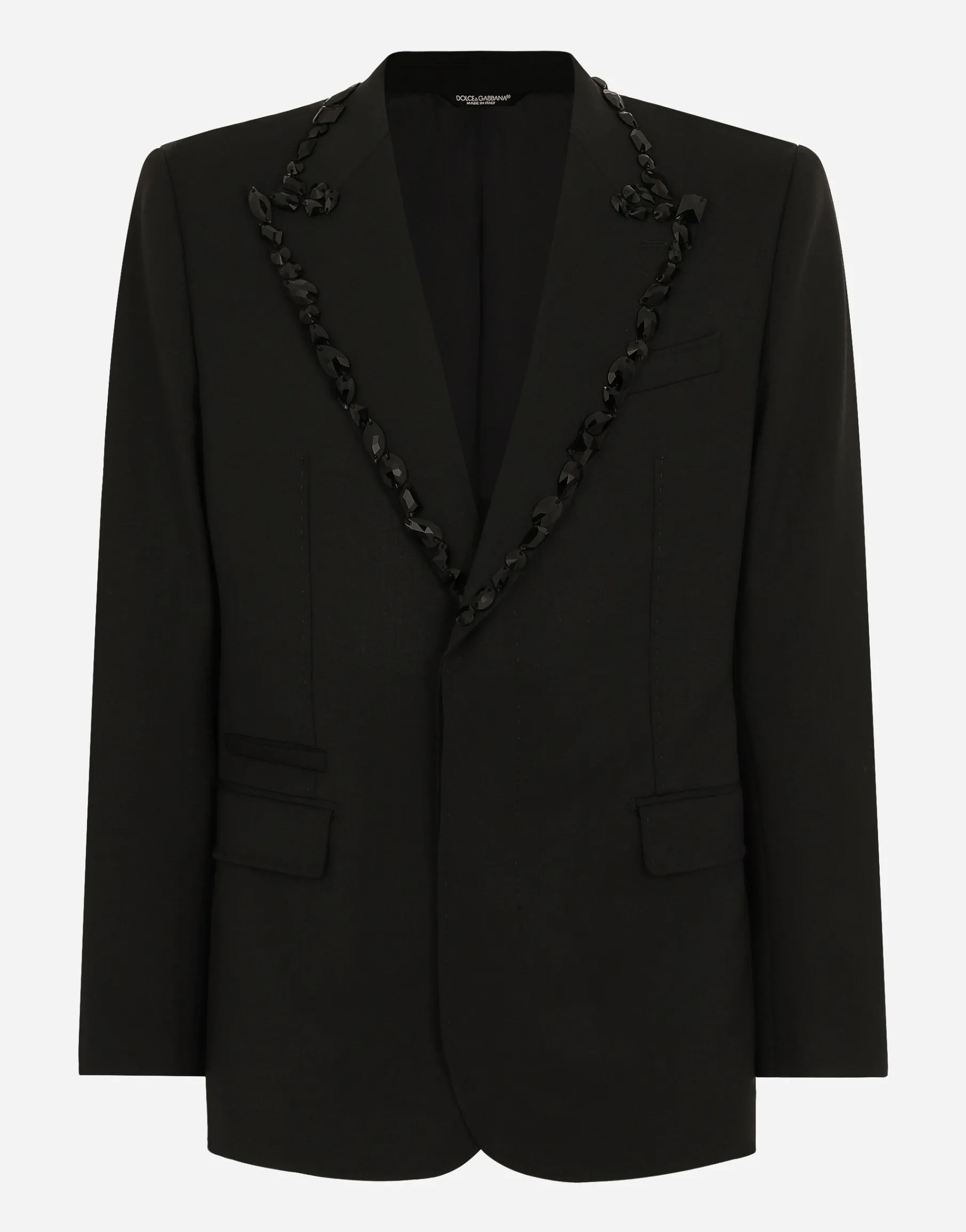 Sicilia single-breasted tuxedo jacket with rhinestones